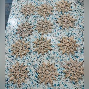 Vintage Plastic Glitter Snowflake Hanging Ornaments,  Set 12 , 4”